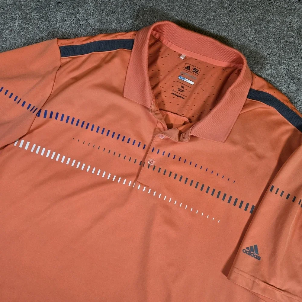 Adidas Men's Golf Polo Pure Motion Coolmax Orange Shirt Mens 2XL Polo